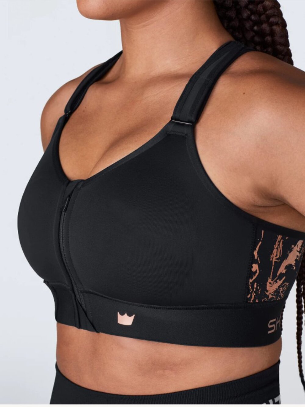 SHEFIT Flex Sports Bra Black Gold Foil High Impact Adjustable Size 3Luxe 3X